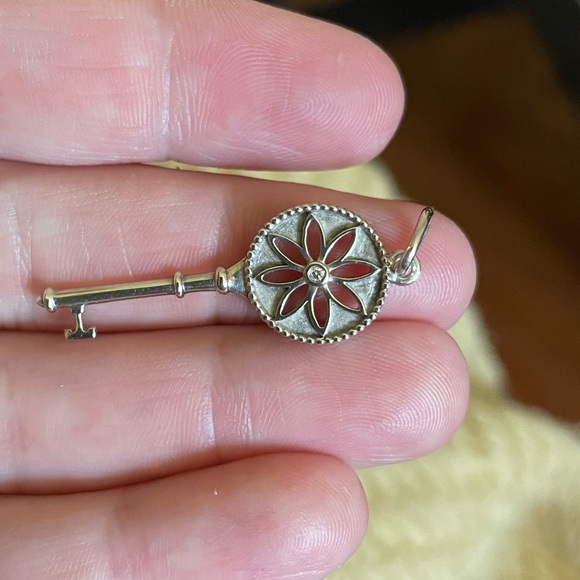 Tiffany Co Diamond Flower Necklace Nature Daisy Key Pendant Chain with 0.01 CTW - Picture 6 of 8